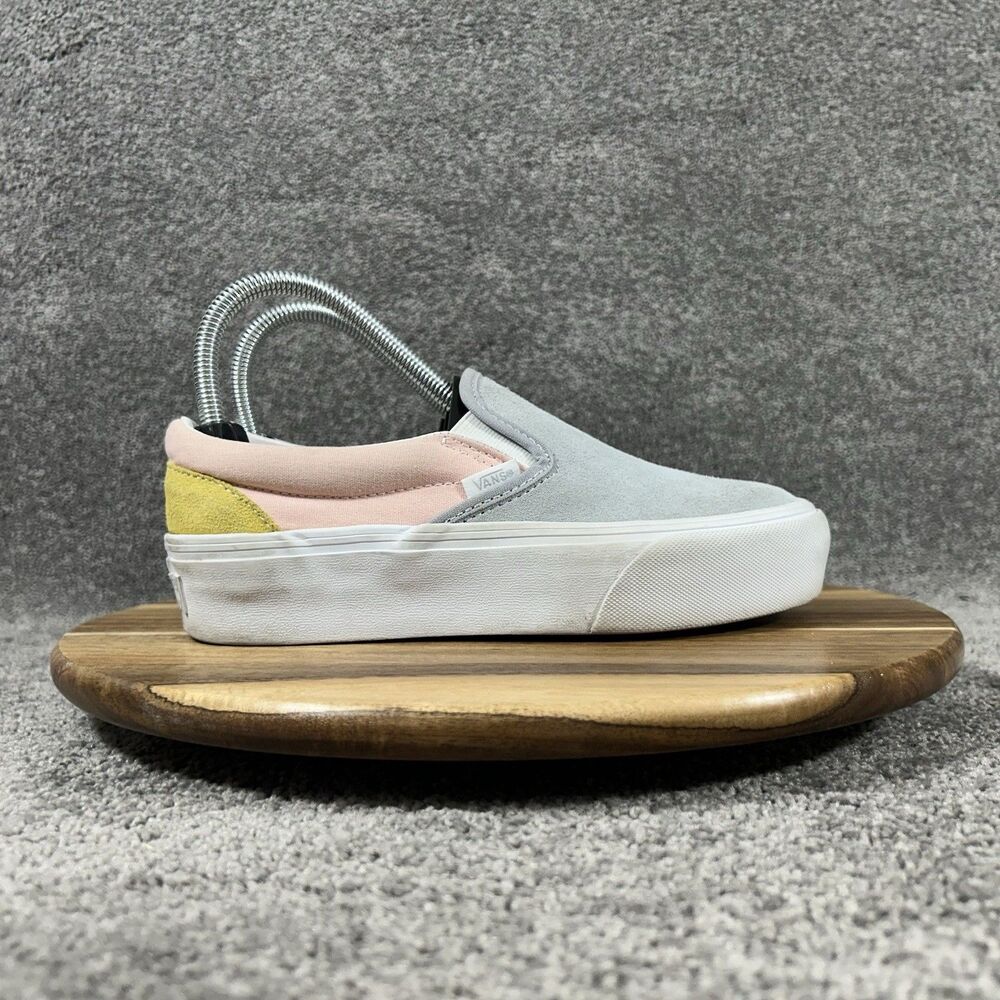 Vans Classic Slip On Women’s Size 6 Color Block Pastel Platform Shoes Used
